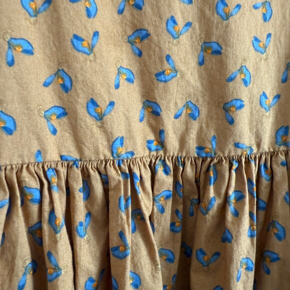 JUST FEMALE Merle Tent Cotton Square Neck Brown Floral Print Dress Extra Small - Picture 4 of 8